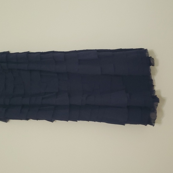 Ann Taylor Silk Strapless Maxi Dress 8 Navy Blue Tiered Layers Formal Cruise - Picture 8 of 16